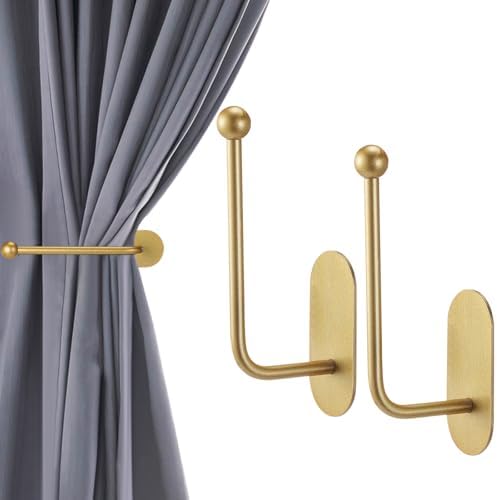 CroBlissful 2 Pcs Adhesive Curtain Holdbacks No Drill Window Hook by CroBlissful