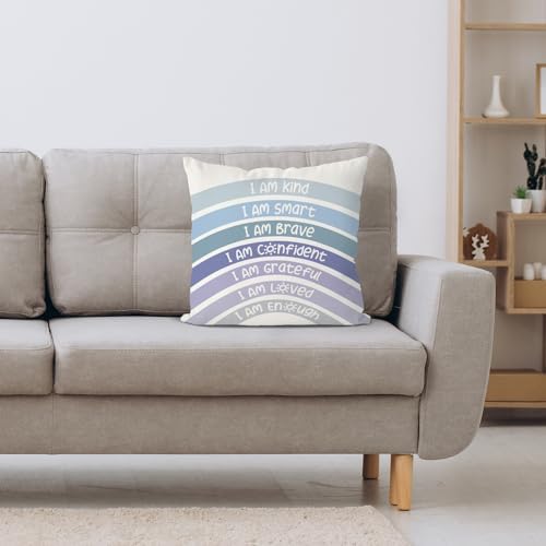 QIYUHOY Blue Boho Rainbow Classroom Throw Pillow Covers, 20x20 Inch - Image 4