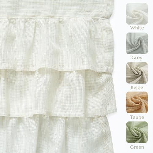 jinchan Ruffled Valance Curtain 18 Inch Farmhouse Sheer 1 Panel Off White - Image 5