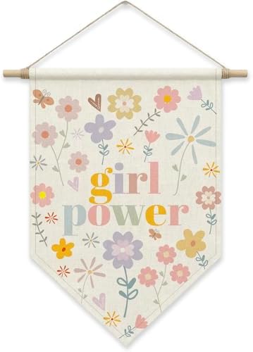 Girl Power Sign Pennant Hanger Banner, Floral Boho Wall Art by SHIEL-EVEN