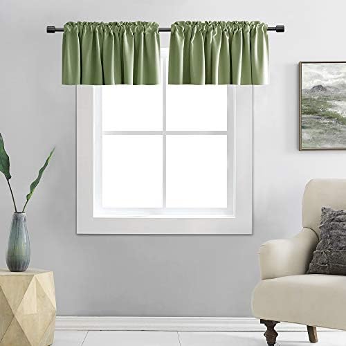 DONREN 2 PCS Sage Green Curtain Valances by DONREN