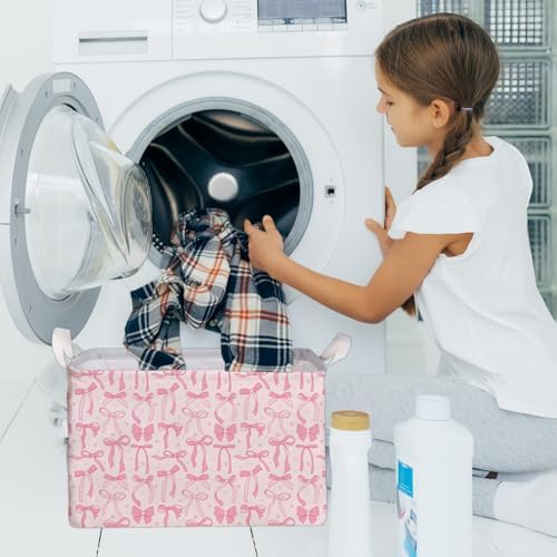 Pink Bow Foldable Storage Bins, Waterproof Toy and Clothes Organizer - Image 6