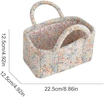 Small Storage Basket Organizer, Mini Fabric Floral Storage Baskets - Image 5