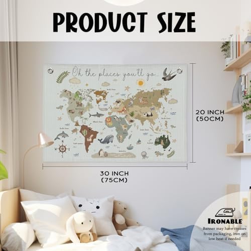 Wheatwin World Map Wall Art Banner - Image 2