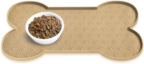 PWTAA Dog Food Mat Anti-Slip Silicone Dog Bowl Mat Thicker Pet Placemat by PWTAA