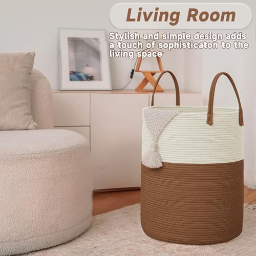 JMvicyroam 80L Cotton Rope Laundry Basket Hamper - Image 3