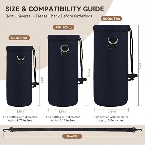 AUPET Water Bottle Bag Carrier, 24oz/32oz Insulated Neoprene bottle Sling - Image 2
