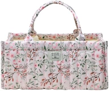 Diaper Caddy Organizer, Cute Floral Nursery Storage Basket, Soft Portable by Ankick