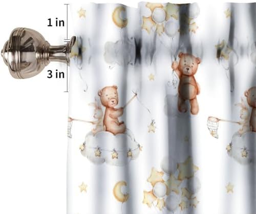 Cartoon Bears Valance Curtains Cute Lovely Bear Star Cloud Ballon Pastel Window - Image 3