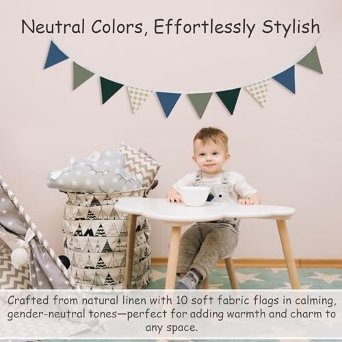 Boys Toddler Room Playroom Nursery Decor, Garland Triangle Banners Blue Grey - Image 2