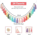 Rainbow Pastel Yarn Wood Bead Tassel Garland Wall Hanging Decor Boho Preppy - Image 2