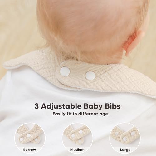 Bearmoss Baby Bibs for Drooling & Teething 8 Pack Muslin Cotton Bibs - Image 5