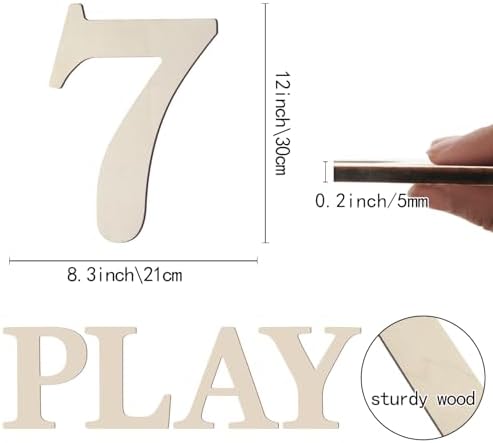 12 Inch Large Wooden Numbers 7 Unfinished Wood Number - Image 2