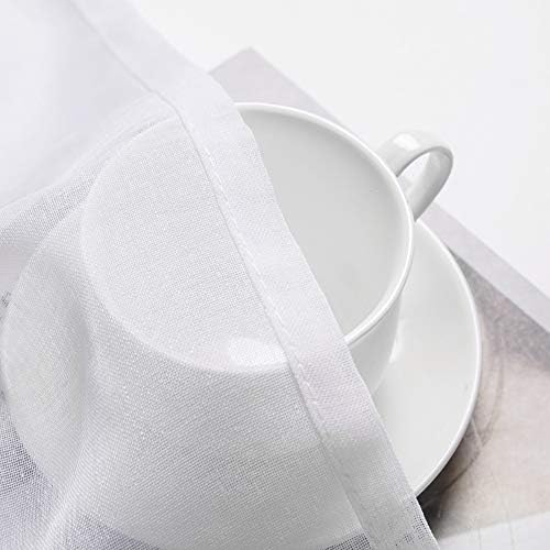 MIULEE Solid White Kitchen Sheer Valance Linen Look Window Curtain, Living Room - Image 5