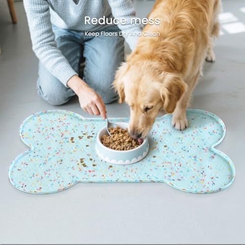 PWTAA Dog Food Mat Anti-Slip Silicone Dog Bowl Mat Thicker Pet Placemat - Image 7