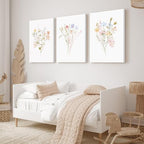 Nursery Wildflower Wall Art Girl Flower Canvas Wall Decor Floral Nursery Art - Image 6