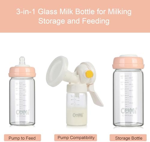 COMI Wide Neck Glass Breastmilk Collection n Storage Bottle, 8oz - Image 2