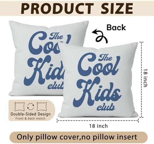 Blue Cool Kids Club Pillow Cover 18x18, Kids Room Playroom Decor - Image 5
