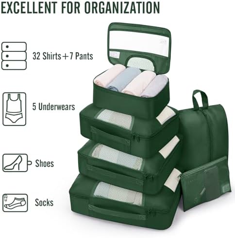 Veken 8 Set Packing Cubes for Travel Essentials, Anti-Wrinkle Buckled Suitcase - Image 5