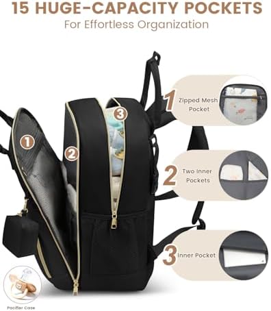 Pritent Diaper Bag Backpack, Baby Bag Backpack Baby Essentials - Image 5
