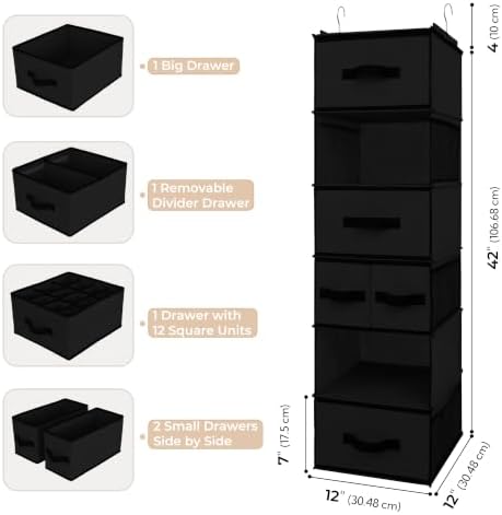 GRANNY SAYS Hanging Closet Organizer, 5 Drawers, 6 Shelves, 6 Pockets - Image 3