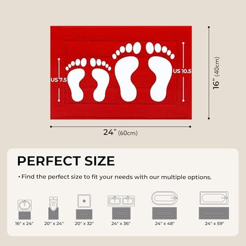 GRANNY SAYS Red Bathroom Rug 16" x 24", Non-Slip Microfiber Bath Mat - Image 2