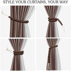 Hion 6 Pcs Boho Curtain Tiebacks, Wood Beads Curtain Holdbacks, Outdoor - Image 4