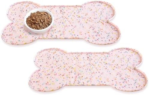 PWTAA Dog Food Mat Anti-Slip Silicone Dog Bowl Mat Thicker Pet Placemat by PWTAA