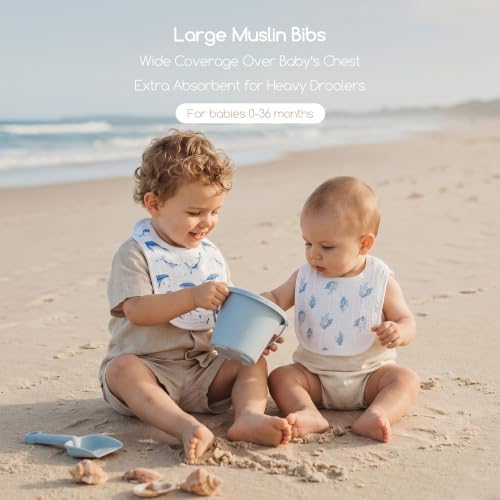 6-Pack Muslin Baby Bibs for Drooling & Teething, Absorbent Bib - Image 2