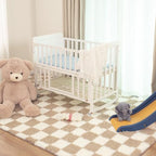Super Soft Rug for Bedroom, 5x8 Ft Beige and White Area Rug Classic Checkered - Image 6