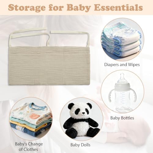 flintronic Cotton Baby Bedside Hanging Storage Bag, Baby Bed Storage Hanging Bag - Image 4