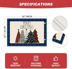 Artoid Mode Blue Waterclor Buffalo Plaid Christmas Trees Placemats Set of 4 - Image 6