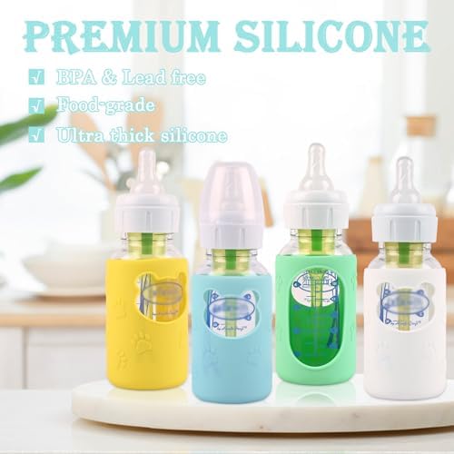 4 Pack Silicone Sleeve for Dr Brown's Natural Narrow Glass Baby Bottle 4 oz - Image 5