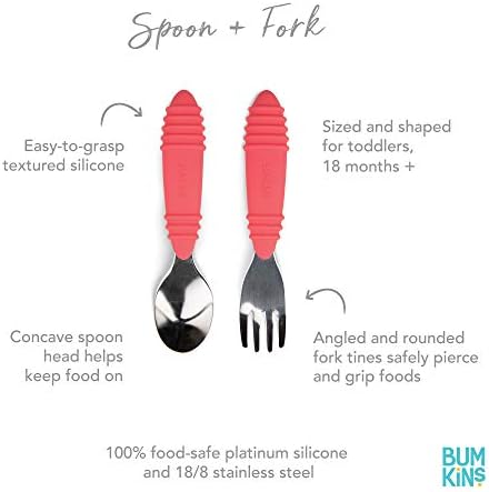 Bumkins Toddler Utensils, Kids Size Fork and Spoon Set, Silicone and - Image 2