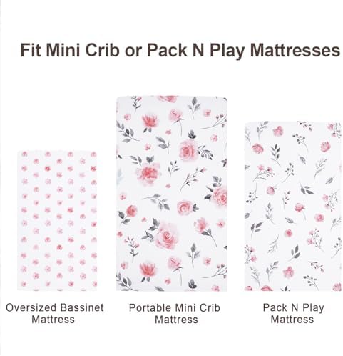 david's kids 3 Pack Mini Crib Sheets, Soft Breathable Premium Pack N Play Sheets - Image 7