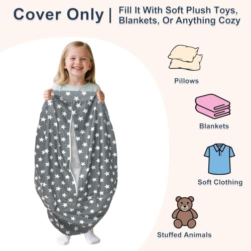 Lukeight Stuffed Animal Storage Bean Bag Chair Cover - Image 2