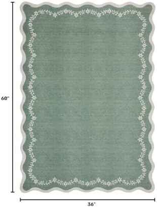GarveeHome 3x5 Scalloped Washable Area Rug Non Slip Bedroom Entryway Rug - Image 2