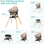 High Chair, 6 in 1 Convertible High Chairs - Image 2