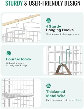 Hanging Closet Organizer, 4 Tier Metal Closet Organizers and Storage - Image 4