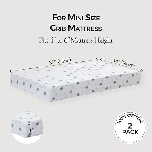 Dreamology Mini Crib Sheets Fitted, 100% Cotton Jersey Crib Sheets - Image 3