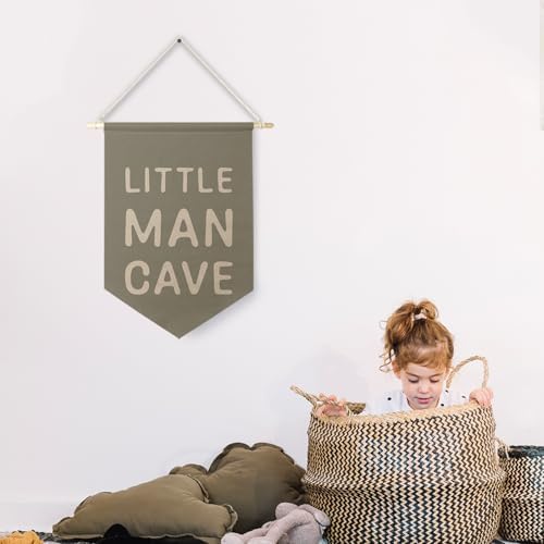 Qpenm Little Man Cave Hanging Wall Canvas Banner, Kids Playroom Hanging Pennant - Image 3
