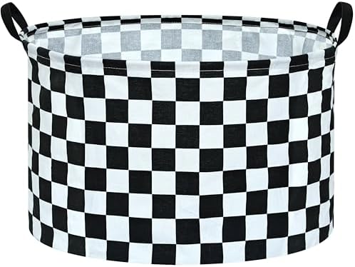 Checkered Storage Basket Extra Large 80L Kids Hamper Baby Laundry Basket by MAIZMZ