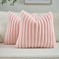 FUTEI Pack of 2 Faux Fur Throw Pillow Covers 16x16 Inch by FUTEI