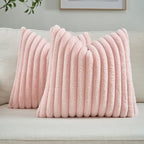 FUTEI Pack of 2 Faux Fur Throw Pillow Covers 26x26 Inch by FUTEI