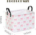 Pink Bow Canvas Storage Basket Waterproof Laundry Hamper - Image 2