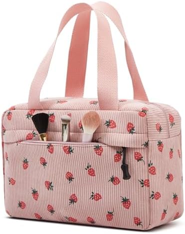 Large Makeup Bag for Women Corduroy Cosmetic bag Make up Bags Zipper Pouch - Image 3