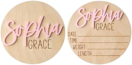 Double Sided Personalized Baby Birth Announcement Sign by GlimmerDesigns