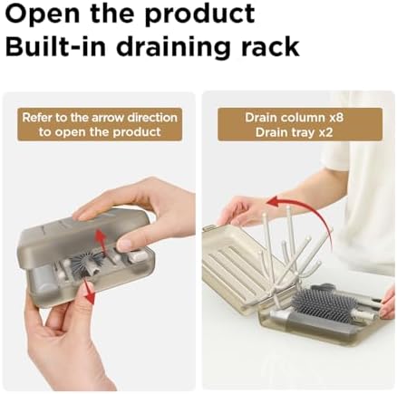 YOTIME Travel Bottle Brush Set, Foldable Drying Rack - Image 2