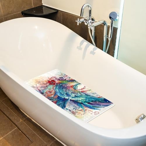 Shower Mat Non Slip, Watercolor Bird Floral Anti Slip Bath Mat - Image 5