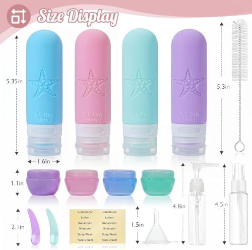 18 Pack Travel Bottles for Toiletries, Leak Proof, TSA Approved 3oz - Image 3